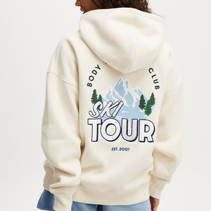 Diseño único Coconut Milk Drop Shoulder Sudadera con capucha gráfica de gran tamaño para mujer Sudaderas con capucha antiarrugas y transpirables Sudadera con cremallera para mujer - Product Image 1