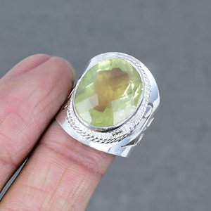 Les plus célèbres bagues en laiton plaqué argent de mariage en topaze citronnée ovale naturelle comme pierre principale bijoux fins en argent - Product Image 3