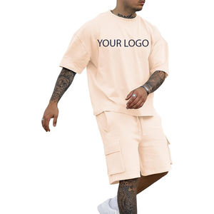 Sweat-shirt unisexe surdimensionné à motif de broderie avec impression personnalisée Logo à manches longues de couleur unie pour hommes, sweat-shirt ras du cou et short lourd pour hommes - Product Image 1