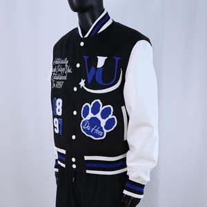 แจ็คเก็ตวาร์ซิตี้สไตล์สตรีทแวร์สำหรับฤดูหนาว  งานปักไหมพรม  แฟชั่นสุดฮิต  สไตล์เท่  พร้อมแพทช์  แจ็คเก็ตวาร์ซิตี้ผ้าขนสัตว์สำหรับผู้ชาย - Product Image 4