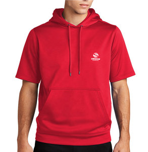 Sudadera con capucha de manga corta negra de gran tamaño con bolsillo canguro y cordón Material de poliéster con patrón impreso en 3D - Product Image 3