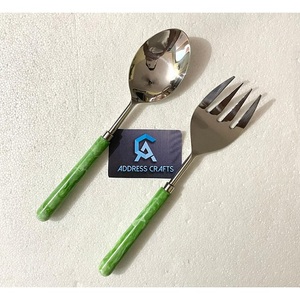 Eco-Friendly Handmade Stainless Steel <b>Salad</b> Server Set Hot Selling Kitchenware <b>Salad</b> Spoon Fork Set Tableware Resin <b>Salad</b> <b>Tools</b> - Product Image 2