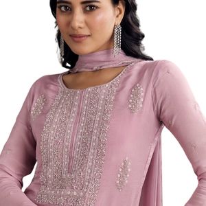 Set Sharara ricamato viola con lavoro Butti su Organza Dupatta moda festa di nozze indiana vestito Kurta Sharara - Product Image 5