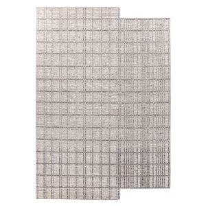 Tapis en laine tissé à la main Contour Ivory, coton biologique jacquard, fait main, rectangulaire, en jute, pour couloir et chambre, 9x12, pelucheux - Product Image 1
