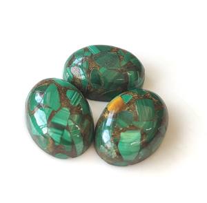 หินอัญมณีสีเขียวรูปวงรีทำจากทองแดงมรกตขนาด3x5mm-20x30mm แบนราบสำหรับเครื่องประดับธรรมชาติ - Product Image 5