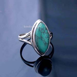 แหวนแต่งงานผู้หญิงเงินแท้ 925 ทำมือ ประดับพลอยเทอร์ควอยซ์ทรงสวย ฝังแบบละเอียด คุณภาพสูง รับรองคุณภาพ - Product Image 2