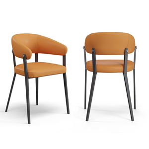 Chaise ergonomique traditionnelle orange et noire avec structure en aluminium et cuir synthétique pour le mobilier de salon - Product Image 1