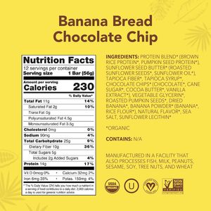 Barras de Proteína Vegetal Orgánica ALOHA (Sabor Pan de Plátano con Chispas de Chocolate, Paquete de 12) - Product Image 3