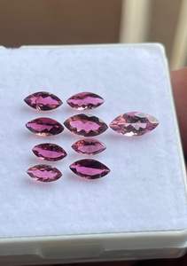 Turmalina rosa natural talla marquesa. Lote de turmalinas rosas facetadas talla marquesa. - Product Image 3