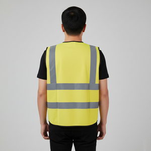 Chaleco de Seguridad Personalizado al por Mayor para Hombre, Cintas Reflectantes de Alta Visibilidad, ANSI Clase 2, Material de Malla Impermeable, LED Intermitente, Logotipo Personalizado - Product Image 4