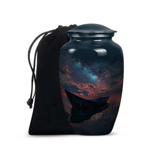 Urne de paysage marin stellaire marine cosmique avec urne de navire Twilight Horizon pour cendres cendres de bateau urnes funéraires modernes décoratives - Product Image 4