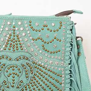 New Premium Quality Leather Bag With <b>Crystal</b> Decorations Branded Bag Western Style Luxury Cowgirl Purse - Product Image 3