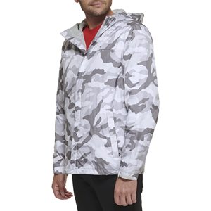 Veste matelassée en toile unisexe grande taille, décontractée, en nylon, col rond, coupe-vent d'hiver, fermeture éclair sur le devant, personnalisable, pour les sports de plein air, à capuche - Product Image 2