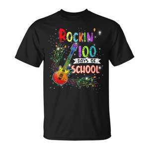 T-shirt à manches courtes sur le thème de l'éducation musicale, avec motif de guitare, pour les étudiants et les enseignants, haut promotionnel - Product Image 1