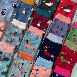 ถุงเท้าลูกเรือสำหรับวันหยุดที่อบอุ่นในฤดูหนาวลายคริสต์มาสผ้าถักแจ็คการ์ดดีไซน์คริสต์มาส - Product Image 1