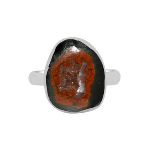 Bague de fiançailles en argent sterling 925, sertie de pierres géodes naturelles brutes, style classique, bague à énergie positive - Product Image 3