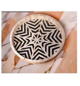 Plateau de service floral en incrustation d'os de haute qualité cadeaux pour Eid Ramadan événements arabes décoration plateau de service cadeau Design moderne - Product Image 4