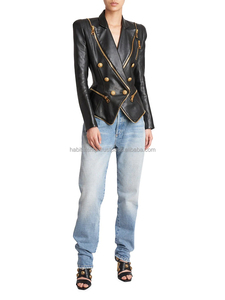 Chaqueta de cuero de oveja genuina con cremallera múltiple para mujer de moda disponible en todos los colores y tamaños - Product Image 6