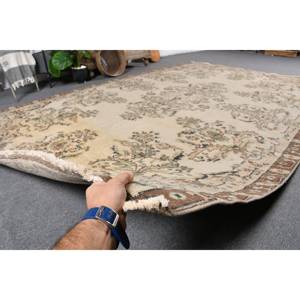 Alfombra turca vintage de área grande de 6,6X9,6 pies, clásica, beige, marrón, patrón de retazos, Material de lana, respaldo de látex para pasillo de dormitorio - Product Image 5