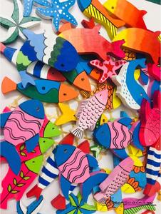 Decoración colgante de arte de pared de peces de madera rústica para habitaciones temáticas náuticas de playa costera - Product Image 6