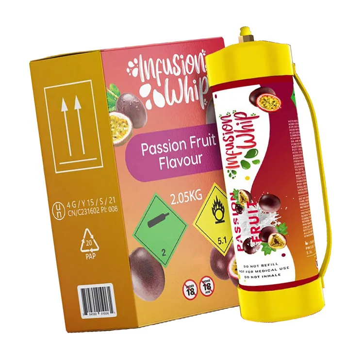 Wholesale Price 3.3L Pack Passionfruit Flavor Infusion Whip Whipped Canister Charger for Bulk Buyers