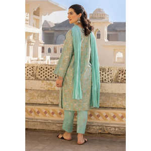 Ensemble de costume 3 pièces en tissu cambric vert imprimé pour femmes - Product Image 2