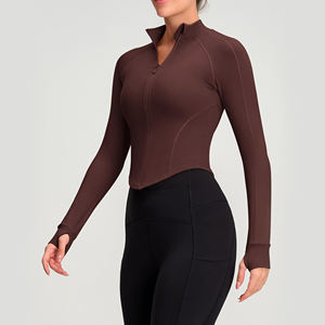 Chaqueta de Yoga Nueva para Mujer, Manga Larga, con Cierre, Logotipo y Color Personalizables, Ajustada, Transpirable, de Secado Rápido, Ligera, de Alta Calidad - Product Image 4