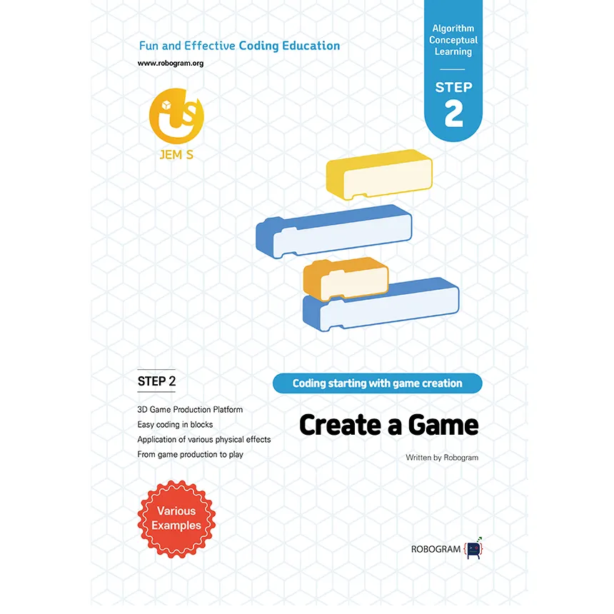 Robogram JEMS Various Examples 3D Game Making Game Block Coding Program Text Book
