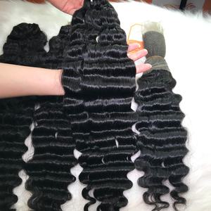 Precio al por mayor paquete de cierre Frontal suelto profundo ondulado Super doble dibujado cabello crudo sin procesar cabello humano vietnamita - Product Image 1