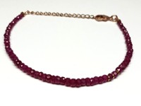 Bracelet tendance en pierres précieuses rubis facettées en forme de rondelle, pierre de naissance de juillet, or rose, 8 pouces, au meilleur prix de gros