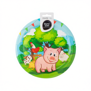 Assiettes en papier sur le thème de la ferme Party Love, 23 cm, lot de 8, fournitures de fête jetables - Product Image 2