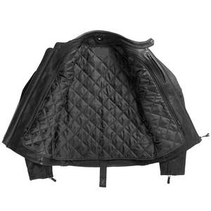 2024 vente directe d'usine haute rue Style hommes veste en cuir plaine blanc hiver moto veste avec fermeture éclair col montant - Product Image 5