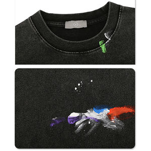 2025 OEM de alta calidad lavado ácido 100% algodón hombres Vintage Streetwear secado rápido transpirable camiseta al por mayor negro - Product Image 6