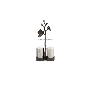 Support de créateur de fleurs enduit de poudre de couleur noire de qualité exclusive pour la texture martelée polie brillante de couleur argentée sel et poivre - Product Image 1