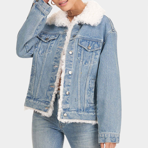 Chaqueta vaquera de manga larga de piel sintética para mujer, novedad de fábrica, precio al por mayor, chaqueta vaquera elegante para mujer, 2025 - Product Image 1