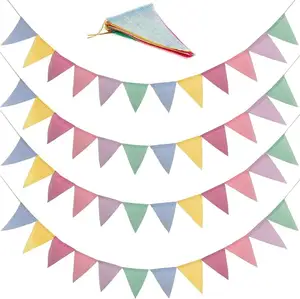 결혼식 호의 및 신부 파티 선물을위한 하이 퀄리티 직사각형 끈 깃발 폴리에스터 페넌트 깃발