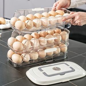 WANUO Organizer Telur Bertingkat Otomatis untuk Kulkas, Organizer Telur Plastik untuk Dapur dan Kulkas - Product Image 3