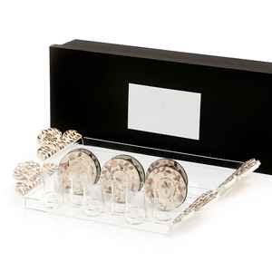 Étagère de rangement en acrylique pour hôtel, plateau de service, meilleure poignée en résine de nacre, ensemble de plateaux de petit déjeuner en acrylique transparent - Product Image 1