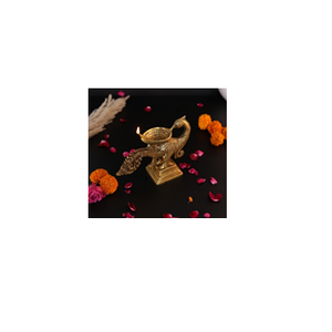 Lampe Diya traditionnelle en laiton de 5 pouces 760g Artisanat décoratif en métal - Product Image 4