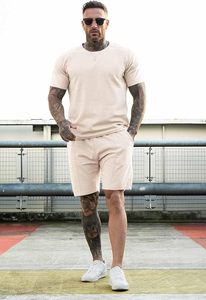 Été 2025 Ensembles courts pour hommes Ensemble t-shirt et short 2 pièces en coton personnalisé Ensemble t-shirt et short unisexe avec blocage des couleurs pour hommes - Product Image 6