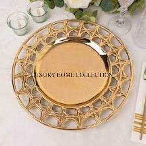 Plaque de table à manger créative en laiton pur poli or Chargeur standard de conception unique pour la nourriture Décoratif pour assiette de chargement - Product Image 5