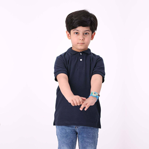 Summer Season 100% Combed Cotton Pique 220 Gsm Custom Embroidered Logo Short Sleeves <b>Black</b> Kids <b>Polo</b> <b>Shirt</b> - Product Image 2