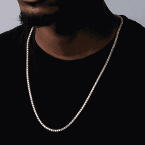 Collar de cadena de tenis personalizado plata esterlina diamante corte redondo - Product Image 5