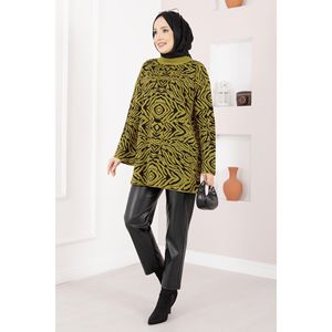 Cardigan en tricot vert olive à motif zèbre de haute qualité pour femmes, pull décontracté coréen respirant avec broderie pour l'automne et l'hiver - Product Image 1