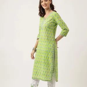 Floral Print Handcrafted Embroidery Kurti Paired with Perfect Pant for Womens Blending Tradition in Every Thread Wholesale Lot
