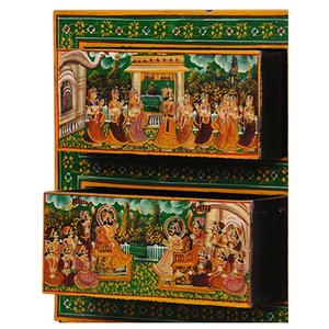 Style français en bois peint en bois de manguier table de nuit avec 2 tiroirs de meubles de chambre à coucher - Product Image 2