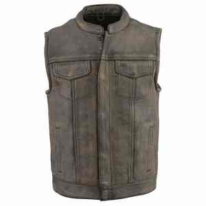New Design 2024 Leather Biker <b>Vest</b> Motorcycle Motorbike <b>Vest</b> for Men Hot Sale Good Quality Leather <b>Vests</b> - Product Image 1