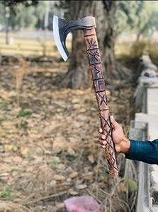 NM Industrial Grade Damascus Steel Custom Handmade Hunting <b>Axe</b> Head Ash Wood Handle 18-Inch Overall Length Outdoor <b>Camping</b> - Product Image 6