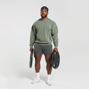 Personnalisé 380gsm Lourd Épais Surdimensionné DTG Impression Acide Lavé Vintage À Manches Longues Recadrée Ras Du Cou Sweat Hommes - Product Image 6