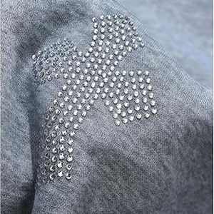 Pantalon de survêtement pour homme sur mesure, coton lourd, délavage à l'acide, ample, jambe large, taille haute, décor en strass, streetwear - Product Image 5